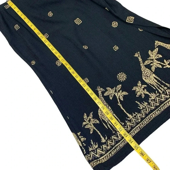 Alfred Dunner Vintage Pull On Maxi Pencil Skirt Size 16 Black Gold Safari Print - Picture 14 of 15